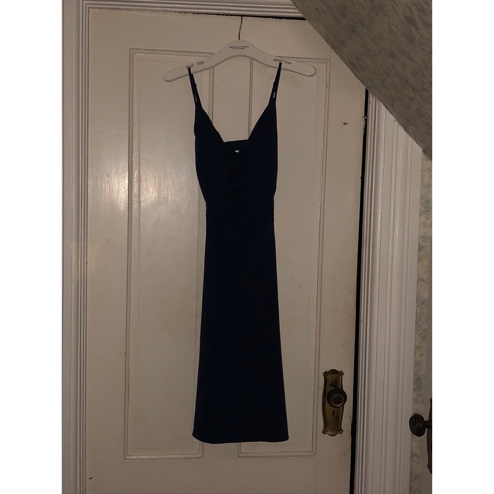 Blue dress.